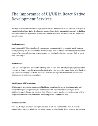 The Importance of UI/UX in React Native Development Services