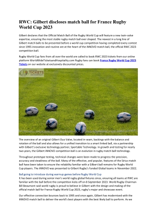 RWC Gilbert discloses match ball for France Rugby World Cup 2023