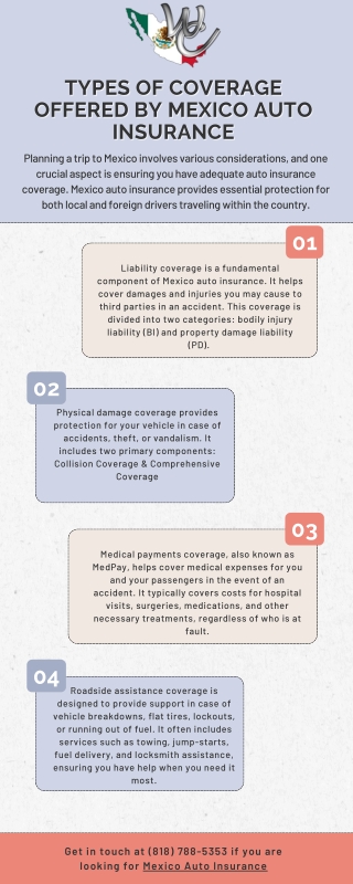 Types of Coverage Offered by Mexico Auto Insurance