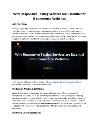 Why Responsive Testing Services are Essential for E-commerce Websites