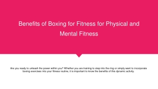 Benefits of Boxing for Fitness for Physical and Mental Fitness