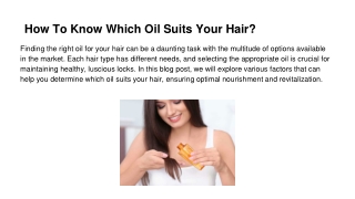 How To Know Which Oil Suits Your Hair_