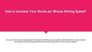 How to Increase Your Words per Minute Writing Speed