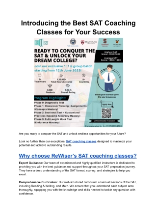 Introducing the Best SAT Coaching Classes for Your Success