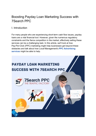 Boosting Payday Loan Marketing Success with 7Search PPC