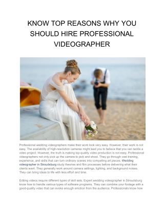 KNOW TOP REASONS WHY YOU SHOULD HIRE PROFESSIONAL VIDEOGRAPHER