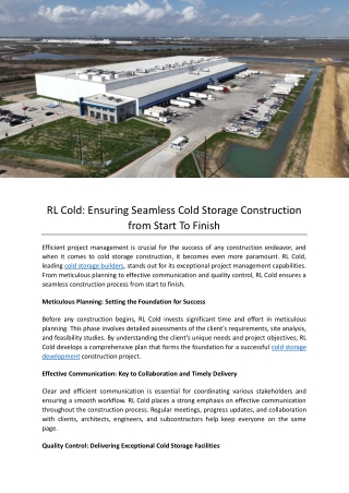 RL Cold: Ensuring Seamless Cold Storage Construction from Start To Finish