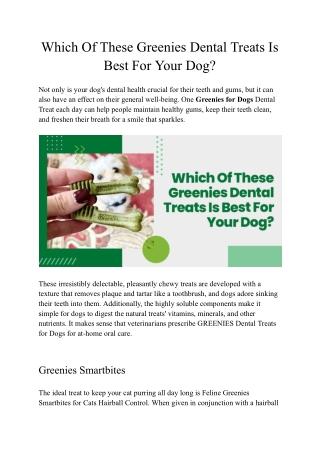 Which Of These Greenies Dental Treats Is Best For Your Dog