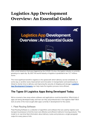 Logistics App Development Overview a guide