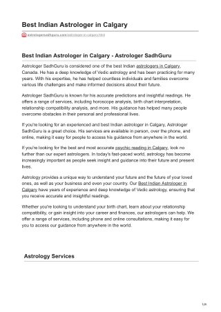 Best Indian Astrologer in Calgary - Astrologer SadhGuru