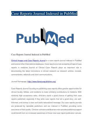 Case Reports Journal Indexed in PubMed