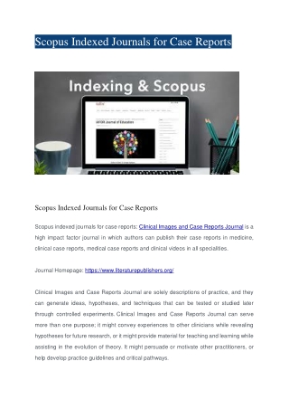 Scopus Indexed Journals for Case Reports