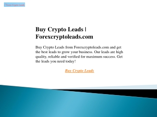 Buy Crypto Leads  Forexcryptoleads.com