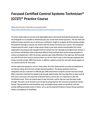 Focused Certified Control Systems Technician® (CCST)® Practice Course