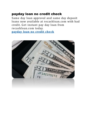 payday loan no credit check