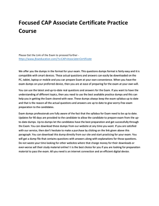 Focused CAP Associate Certificate Practice Course