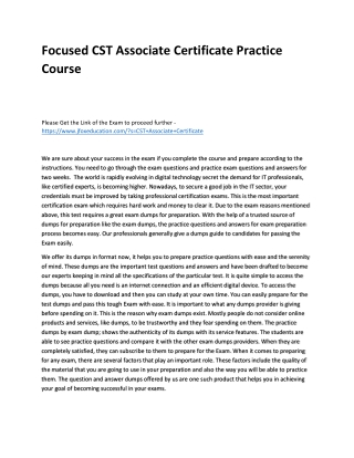 Focused CST Associate Certificate Practice Course