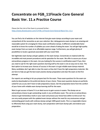 Concentrate on FGB_11Finacle Core General Basic Ver. 11.x Practice Course