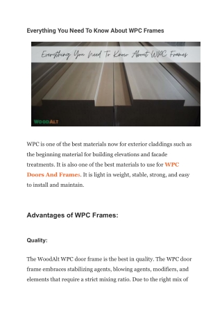 Everything You Need To Know About WPC Frames