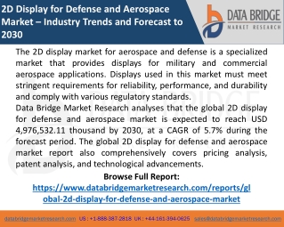 2D Display for Defense and Aerospace Market