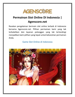 Permainan Slot Online Di Indonesia Agenscore.net