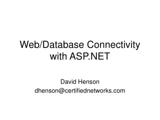 Web/Database Connectivity with ASP.NET