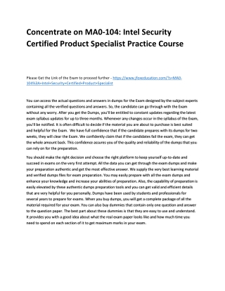 Concentrate on MA0-104: Intel Security Certified Product Specialist Practice Cou