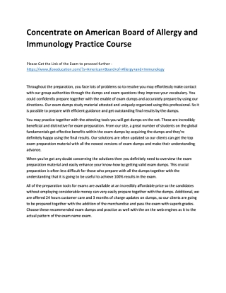 Concentrate on American Board of Allergy and Immunology Practice Course