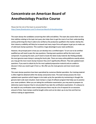 Concentrate on American Board of Anesthesiology Practice Course