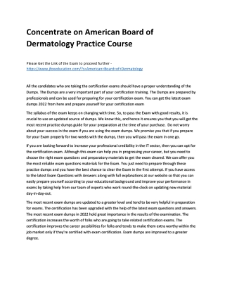 Concentrate on American Board of Dermatology Practice Course