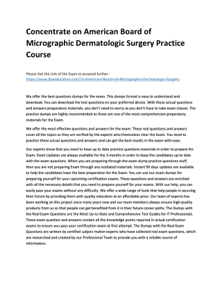 Concentrate on American Board of Micrographic Dermatologic Surgery Practice Cour