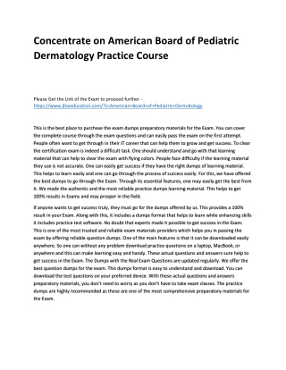 Concentrate on American Board of Pediatric Dermatology Practice Course