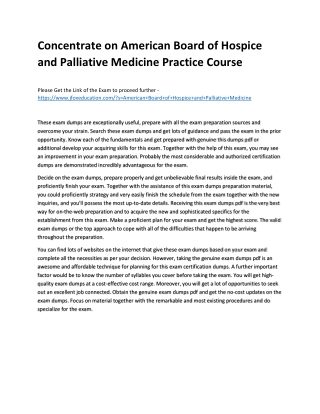 Concentrate on American Board of Hospice and Palliative Medicine Practice Course