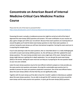 Concentrate on American Board of Internal Medicine-Critical Care Medicine Practi