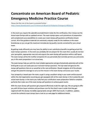 Concentrate on American Board of Pediatric Emergency Medicine Practice Course