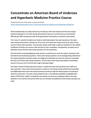 Concentrate on American Board of Undersea and Hyperbaric Medicine Practice Cours