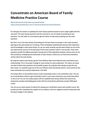 Concentrate on American Board of Family Medicine Practice Course