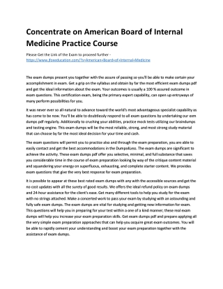 Concentrate on American Board of Internal Medicine Practice Course