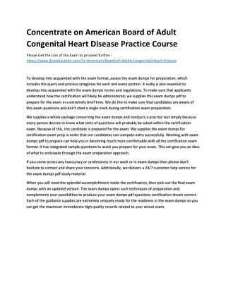 Concentrate on American Board of Adult Congenital Heart Disease Practice Course