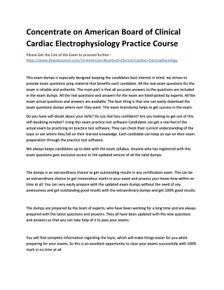 Concentrate on American Board of Clinical Cardiac Electrophysiology Practice Cou