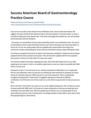 Success American Board of Gastroenterology Practice Course