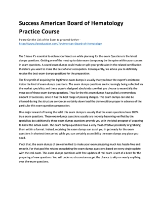 Success American Board of Hematology Practice Course