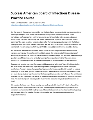 Success American Board of Infectious Disease Practice Course