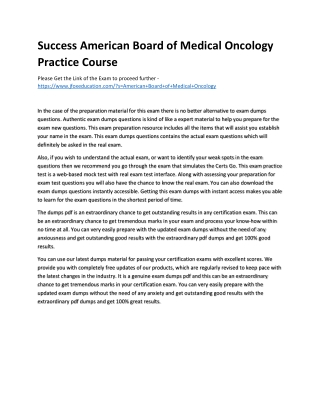 Success American Board of Medical Oncology Practice Course