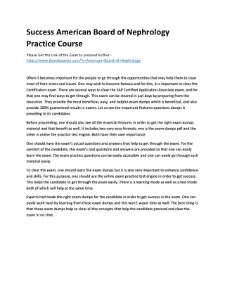 Success American Board of Nephrology Practice Course