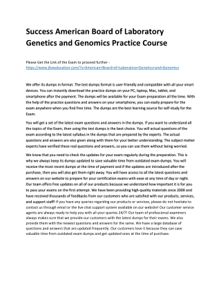 Success American Board of Laboratory Genetics and Genomics Practice Course