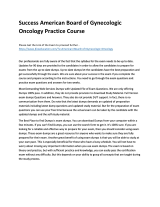 Success American Board of Gynecologic Oncology Practice Course