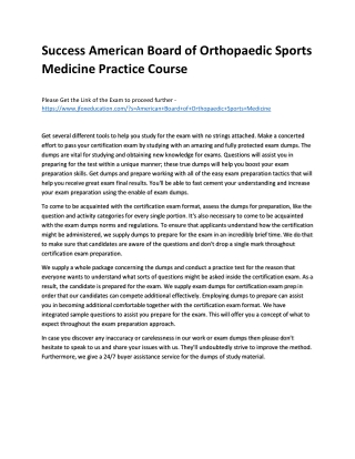 Success American Board of Orthopaedic Sports Medicine Practice Course