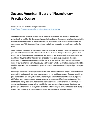 Success American Board of Neurotology Practice Course