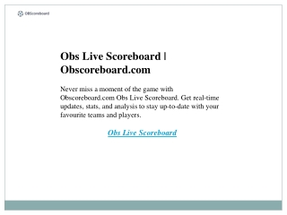 Obs Live Scoreboard  Obscoreboard.com